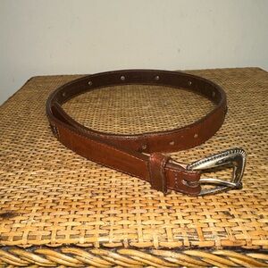 Vintage Fossil Women's Concho Style Western Leather Metal Belt Cowgirl Brown Y2K